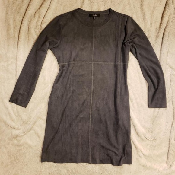 Joh Faux Suede Gray Shift Dress - Picture 2 of 4